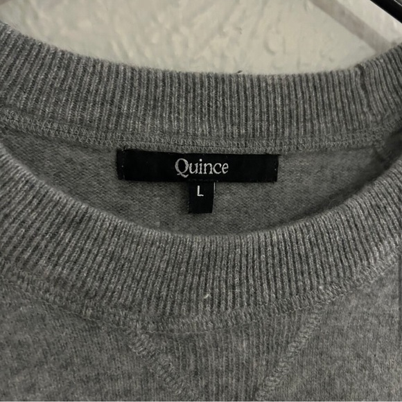 Quince Mongolian Shrunken Cashmere Heather Grey sweater sz L - Picture 5 of 8